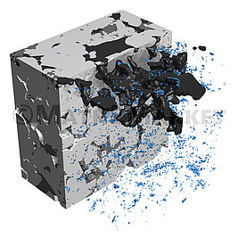 Öl verdrängt Salzlauge in einem wasserbenetzten Berea Sandstein - simuliert mit SatuDict. Schwarze Bereiche zeigen ölgesättigte Poren an